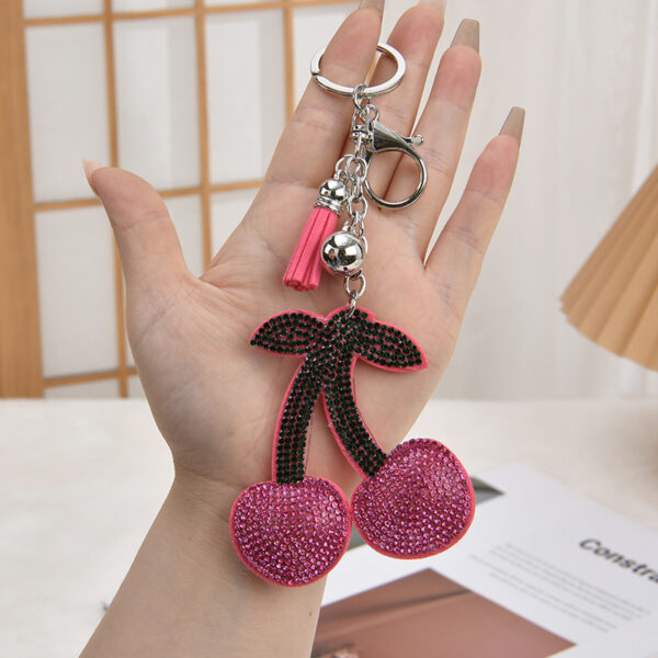 Wholesale Creative Rhinestone Cherry Keychain Pendant