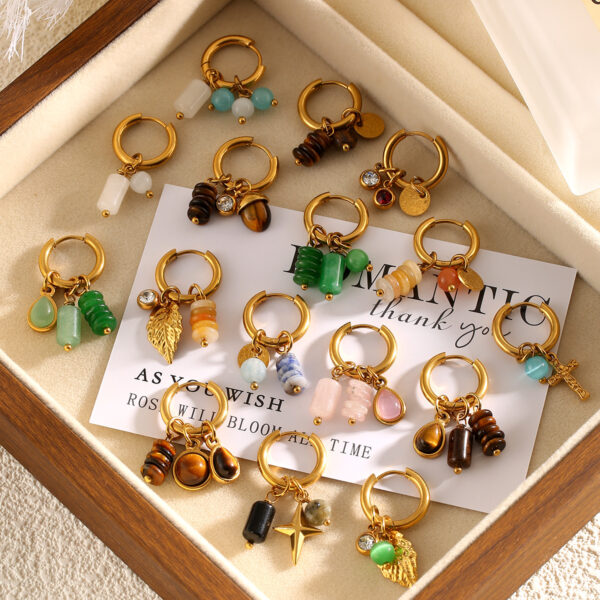 Wholesale Natural stone stainless steel earrings