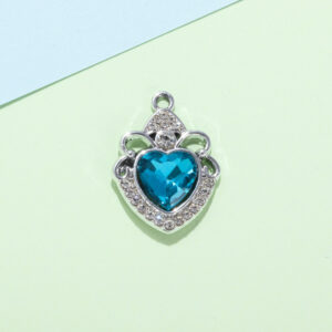 Crown love lake blue UV silver plated