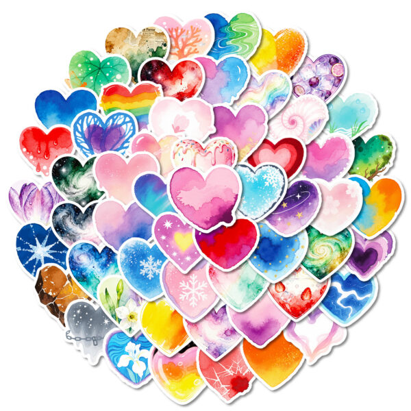 Wholesale 56pcs Watercolor Heart Valentine's Day Stickers