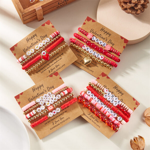 Wholesale Valentine's Day Multi layered Pink Love Bracelet