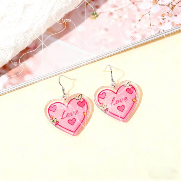 Wholesale Valentine's Day Acrylic Printing 2D Flat Couple Earrings