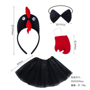 Three-dimensional black chicken three-piece black gauze skirt