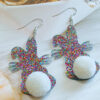 Wholesale Easter cartoon rabbit colored sequin acrylic earrings