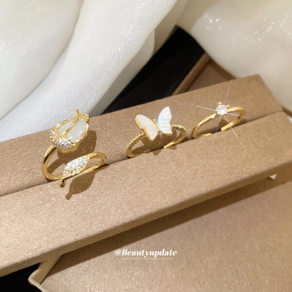 Wholesale Copper Inlaid Zircon Butterfly Flower Open Ring