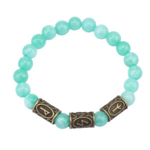 Green beads + 3 bronze runes / Rune pattern random