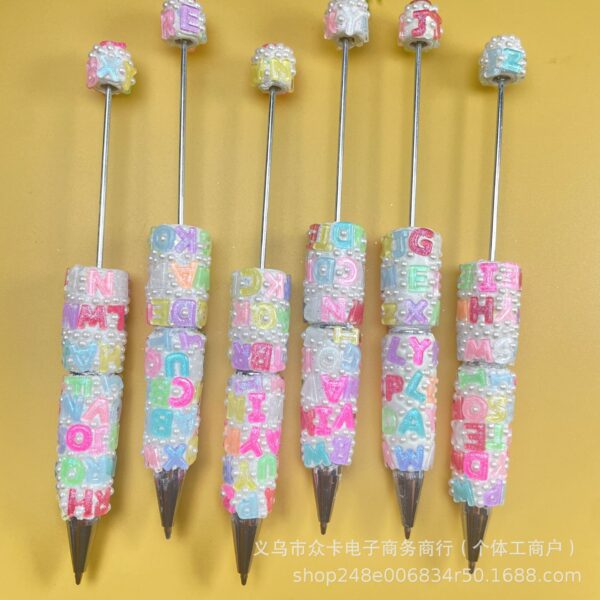 Wholesale Letter Pearl Rhinestone DIY Fancy Beadable Pens