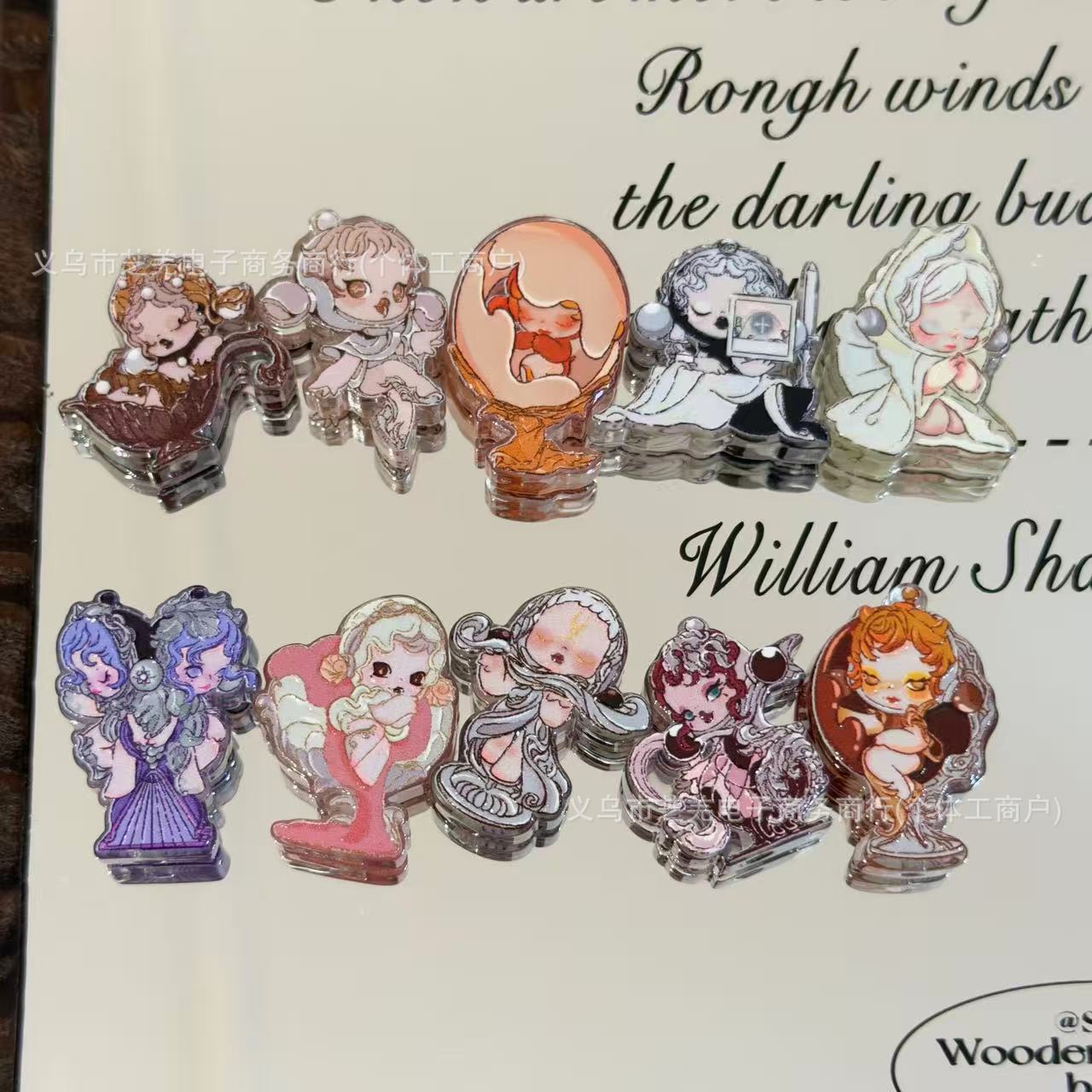 Wholesale embossed printed cartoon cute acrylic beads