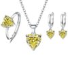 Wholesale Three-Piece Set of Heart Zircon Heart-Shaped Earrings Ring Necklace