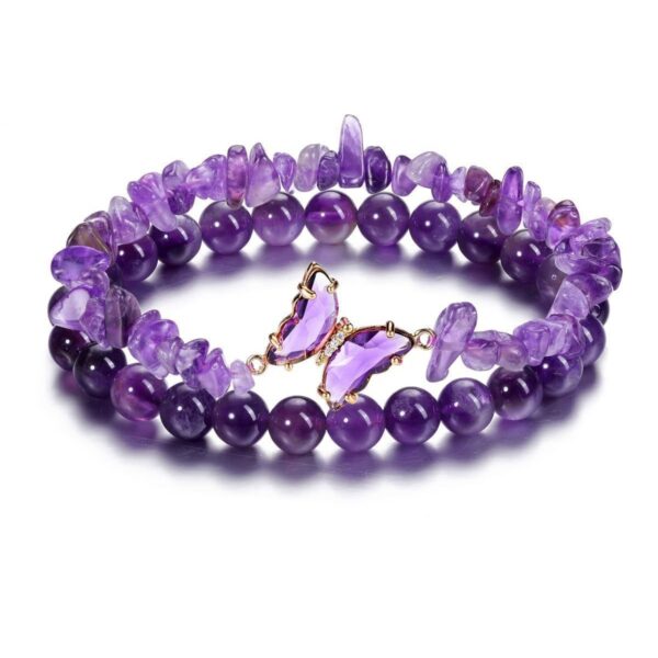Wholesale Natural Amethyst Butterfly Pendant Bracelet