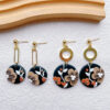 Wholesale Black printed soft ceramic geometric earrings