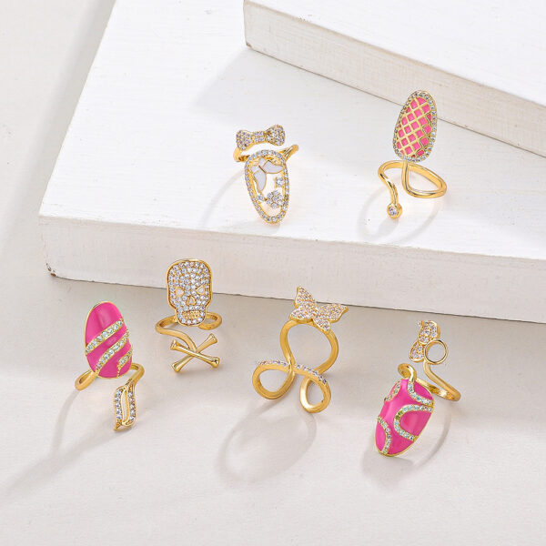 Wholesale Geometric Diamond Opening Nail Ring