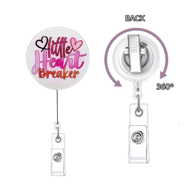 Wholesale Cross-Border New Glitter Acrylic Romantic Valentine's Day Easy-Pull Buckle Love Gift Retractable Badge Reel
