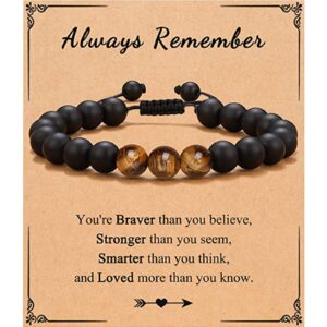 Always remember card + tiger eye black frosted bracelet
