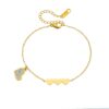 Wholesale Gold-plated Stainless Steel with Three Heart Charms and Rhinestones Bracelet