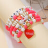 Wholesale Valentine's Day Jewelry Soft Clay Bracelet Set Gift Heart Bouquet Lip Pendant