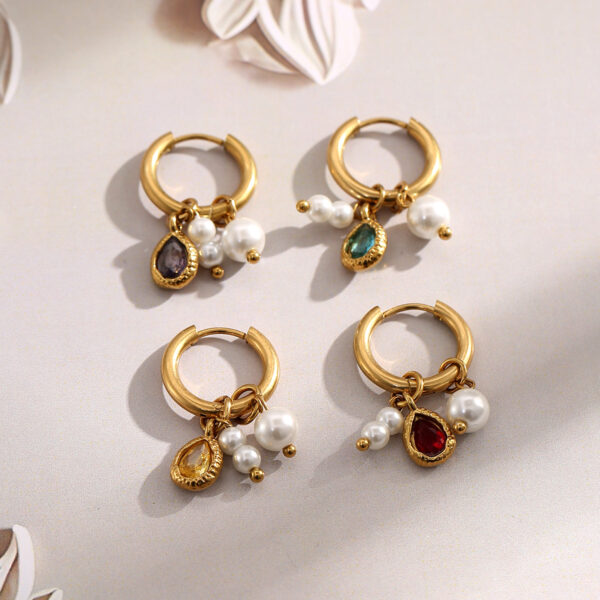 Wholesale Water droplet shaped stainless steel pearl earrings