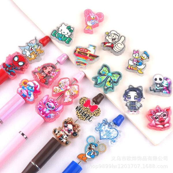 Wholesale glitter cartoon straight-hole DIY acrylic beads OLY Exclusive