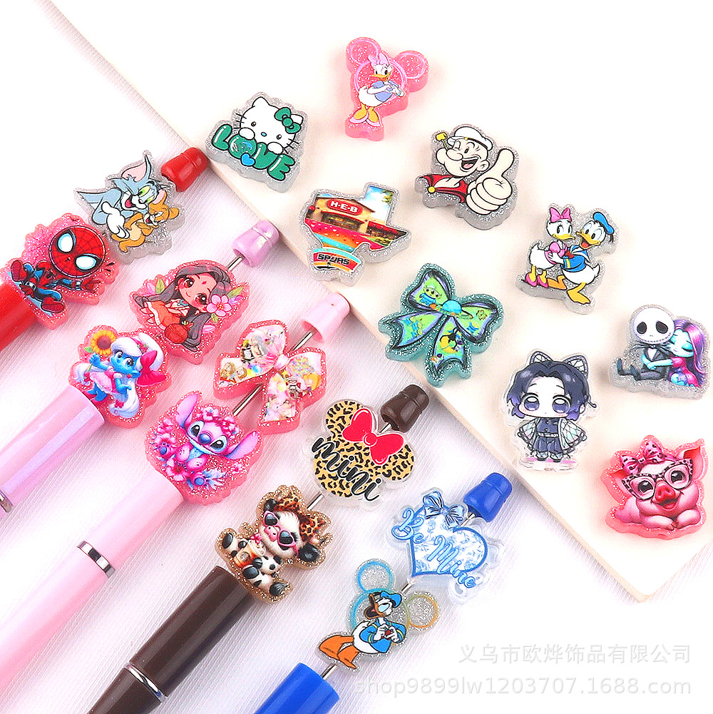 Wholesale glitter cartoon straight-hole DIY acrylic beads OLY Exclusive