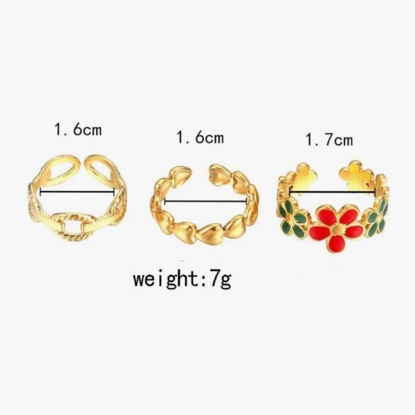 Wholesale Stainless steel enamel drip oil colored flower heart titanium steel ring