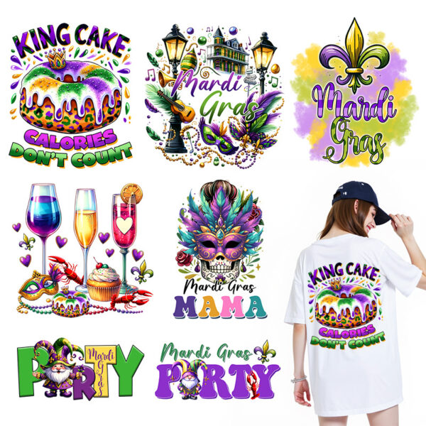 Wholesale Carnival Festival Pattern Clothing UV DTF Ready to Press Transfers Wraps