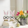 Wholesale Easter Bunny Wooden Glasses Couple Bunny Ornaments