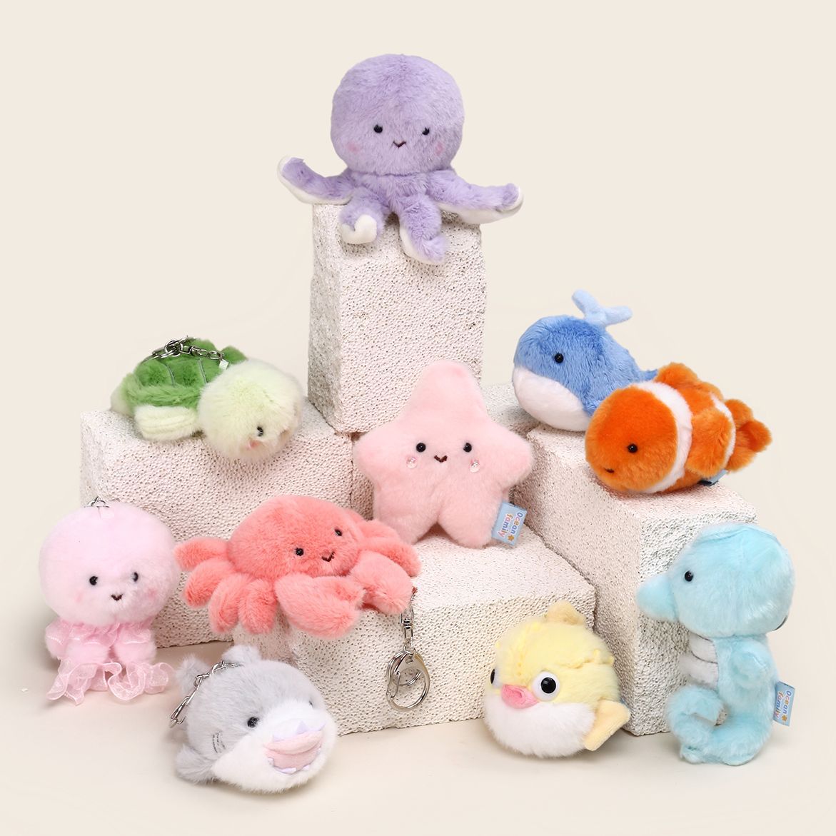 Wholesale Ocean Family Press Release Aquarium Animal Plush Keychain