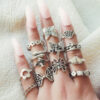 Wholesale Alloy geometric exaggerated moon heart butterfly snake hollow ring