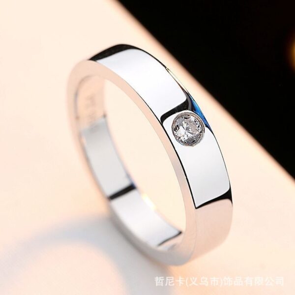 Wholesale Copper Inlaid Zircon Silver Stylish Cool Wedding Ring Couples' Rings