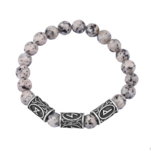 Marble beads + 3 ancient tin runes / Rune pattern random