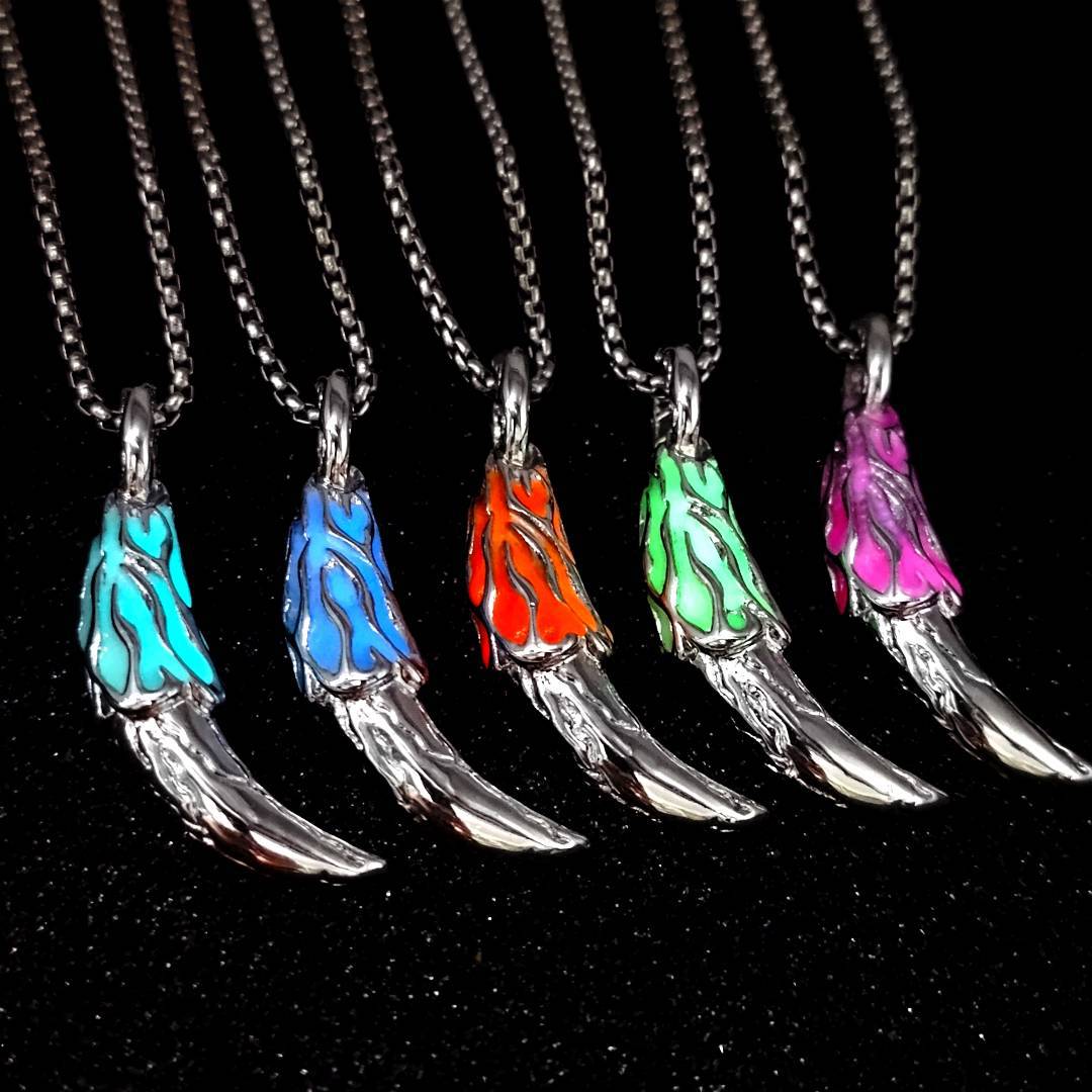 Wholesale Men's Flame Pattern necklace Dark Luminous Pendant