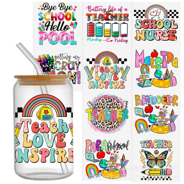 Wholesale Back-to-school season opening season Series UV DTF transfer Crystal label Cup sticker