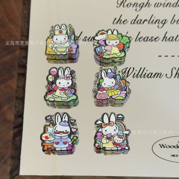 Wholesale 10pcs embossed house playing cartoon rabbit acrylic beads