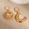 Wholesale Geometric Moon Sun Earrings