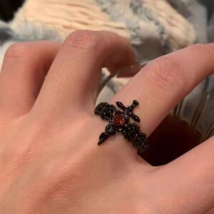 Dark rose cross ring