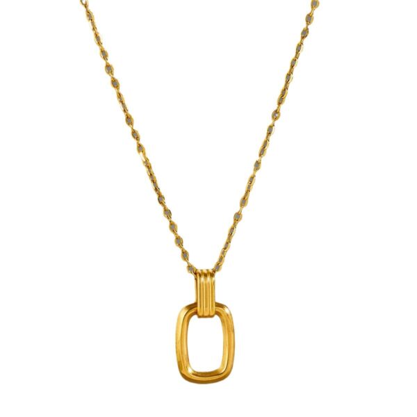 Wholesale Titanium Steel Fadeless Entry Luxury 18K Gold Geometric Double Ring Clavicle Chain