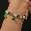 Wholesale St. Patrick's Day Green Lucky Clover Soft Ceramic Bracelet Set
