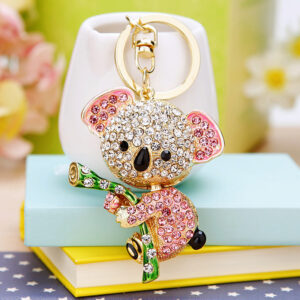 Wholesale Pink Diamond Koala Bear Metal Keychain
