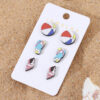 Wholesale Spring and Summer Ocean Wind Slippers Conch Ice Cream Wooden Earrings