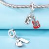 Wholesale Music Sports Series Football Guitar Silver Plated Charms