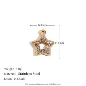 Hollow five-pointed star rhinestone pendant-Gold-white diamond