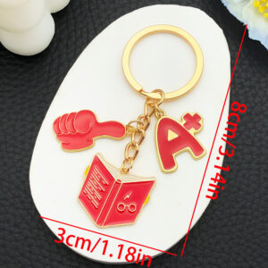 Er1245-drip oil red book a+ student teacher's day keychain-11.1g [1 piece]