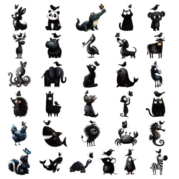 O1CN018YIZxi2MNKTcx6BO0_2217594429815-0-cib Wholesale 5pcs 56 Black Animal Cartoon Stickers Creative Stickers