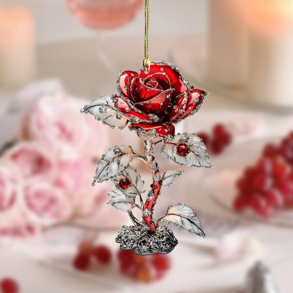 Wholesale Valentine's Day Red Rose Car Interior Acrylic Hanging Ornament