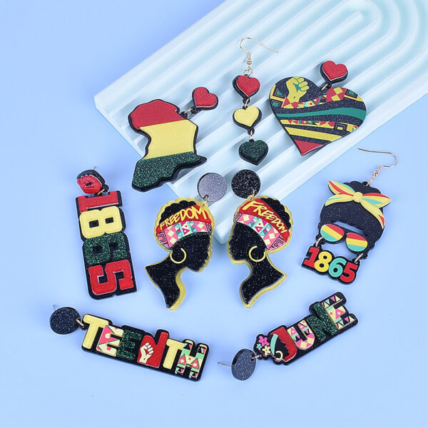 Wholesale Black Liberation Month Memorial Earrings June Day African Slave Liberation Day Earrings