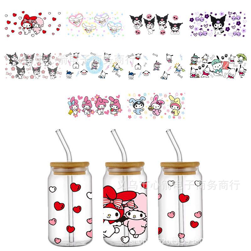 Wholesale coolometi UV DTF transfer crystal transparent stickers waterproof scratch-resistant cartoon wholesale cross-border