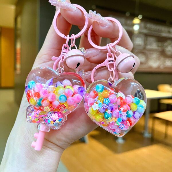 Wholesale Rainbow Candy Jelly Color Bead Sand Flow Bottle Liquid Keychain