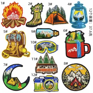 Cartoon outdoor landscape cloth stickers set of 12 pieces