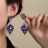 Wholesale Full diamond tassel purple diamond earrings