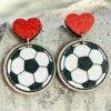 Wholesale Mother's Day Gift Baseball Football Love Wooden Earrings